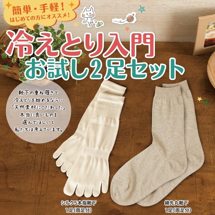 山忠 5本指靴下 冷えとり入門お試し2足セット カラープラス（25-26cm