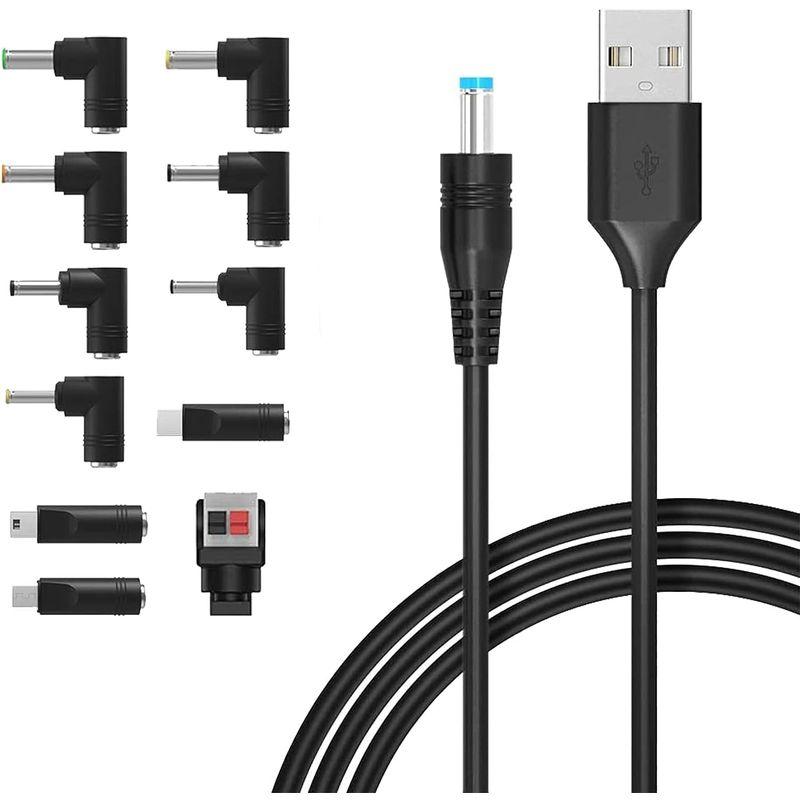 USB DC ケーブル 変換プラグ付き 11 in 1 DC充電コード 5.5x2.1mm USB-DCケーブル 1m DC ジャック DC｜onna｜04