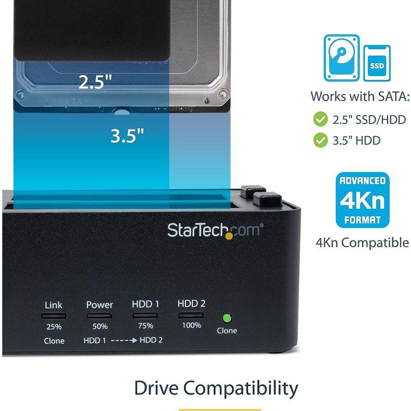 ランキング受賞 StarTech.com HDD/SSD スタンドUSB 3.0接続2ベイ複製 ＆完全消去 PC不要トップローディング デュープリケーターハ