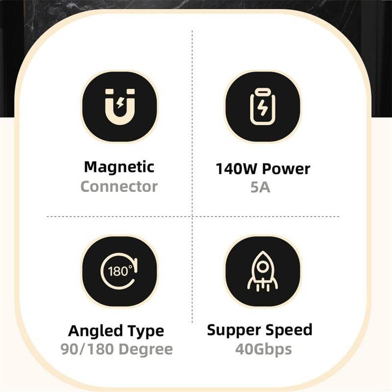 NFHK 磁気コネクター USB4 140W 40Gbps USB4 Type C オス-メス ロープロファイル L字型電源データ 8K ビ｜onna｜09