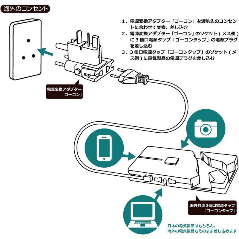 RW81BK ロードウォーリア ゴーコンプラスタップ 全世界対応 海外旅行用 世界最薄 海外高電圧対応 3個口 電源タップ＋世界150ヶ国以｜onna｜03