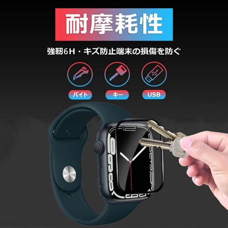 2枚入りFor Apple Watch Series7 41mm フィルム3D全面保護 PET複合材 炭素繊維 HD画面対応 気泡防止 装着｜onna｜02