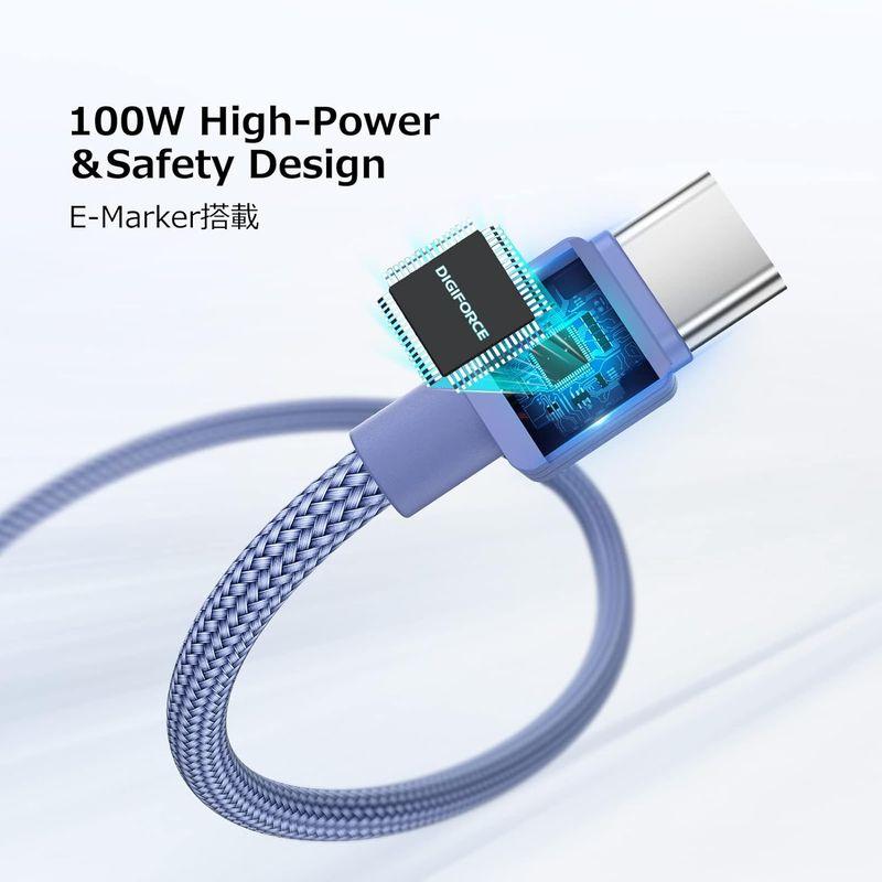 DIGIFORCE USB-C to usb-c ケーブル Type C オス PD対応ケーブル 100W 3重編込の高耐久ナイロン素材高速｜onna｜07