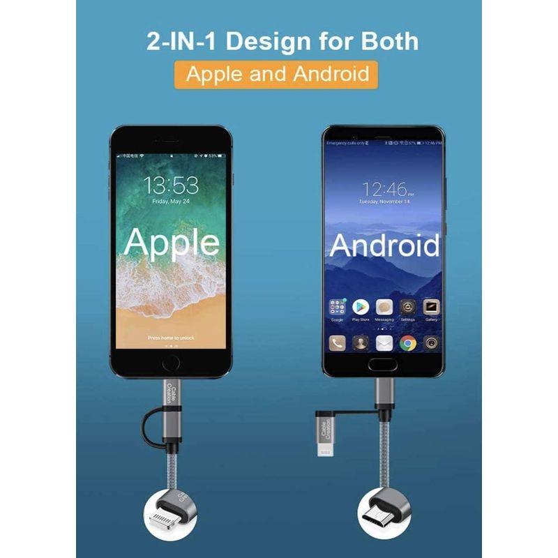 2in1 充電ケーブル USB Iphone/MicroUSB QuickCharge3.0対応 スマホ 3A 急速充電 1.2m マイクロ｜onna｜05