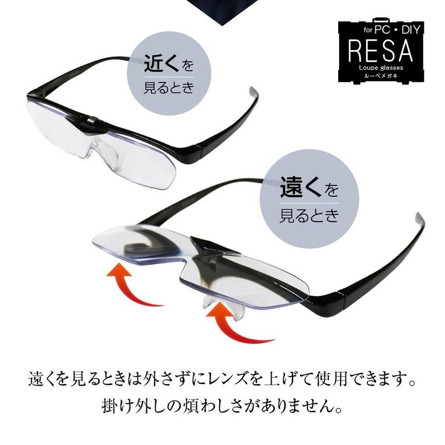 拡大鏡RESALoupeglassesレサルーペグラスルーペメガネ跳ね上げ老眼鏡ではありませんおしゃれ倍率1.6全2色男性用女性用一般医療機器｜onokonoshop｜05