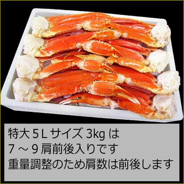 爆買 ギフト カニ かに 蟹 グルメ ズワイガニ ５Lサイズ3kg(解凍前正味2.4kg)(約7〜9肩前後入) セール 送料無料 ポイント利用