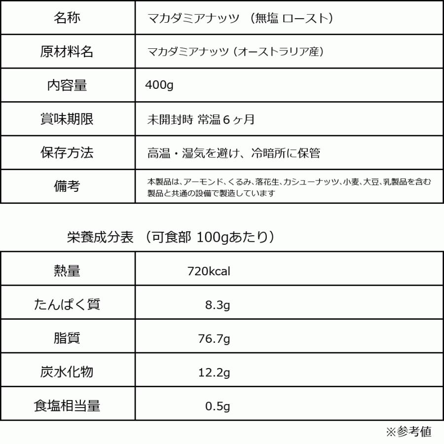 ナッツ スイーツ マカダミアナッツ 400g×1袋 無塩 素焼き ロースト 訳あり 不揃い 割れ欠け込み 製菓材料 メール便限定｜onomichi-marukin｜15