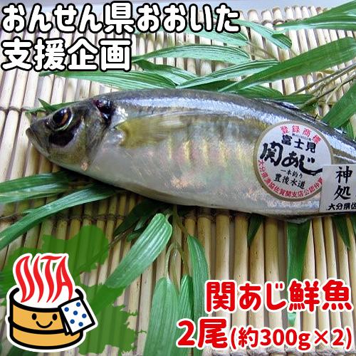 おんせん県おおいた 活締めした新鮮な関アジ 鮮魚 2尾 約300g 2 脂がのった関あじ 佐賀関漁港から直送 富士見水産 最大55 オフ