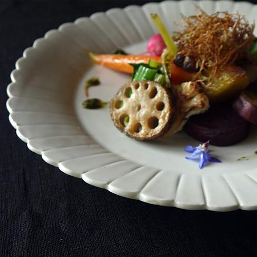 受注生産 幻の焼き物臼杵焼 輪花デザート皿(L) 2枚セット 直径約 受注生産 幻の焼き物臼杵焼 輪花デザート皿(L) 2枚セット 直径約