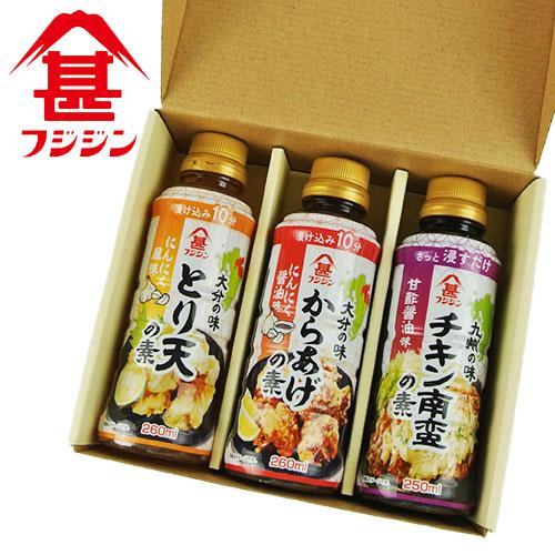 富士甚醤油 フジジン 鶏シリーズ3本セット (とり天の素・チキン南蛮の素・からあげの素) 送料込｜onsenken-oita｜02