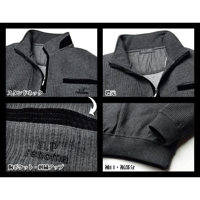 renoma ハーフジップシャツ 黒 renoma（レノマ） 送料無料 メンズ ハーフジップトレーナー 長袖 U.P