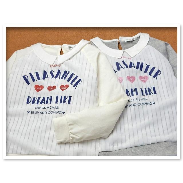 キャンティーン 送料無料 子供服 女の子 Tシャツ 長袖 Canteen 襟付き