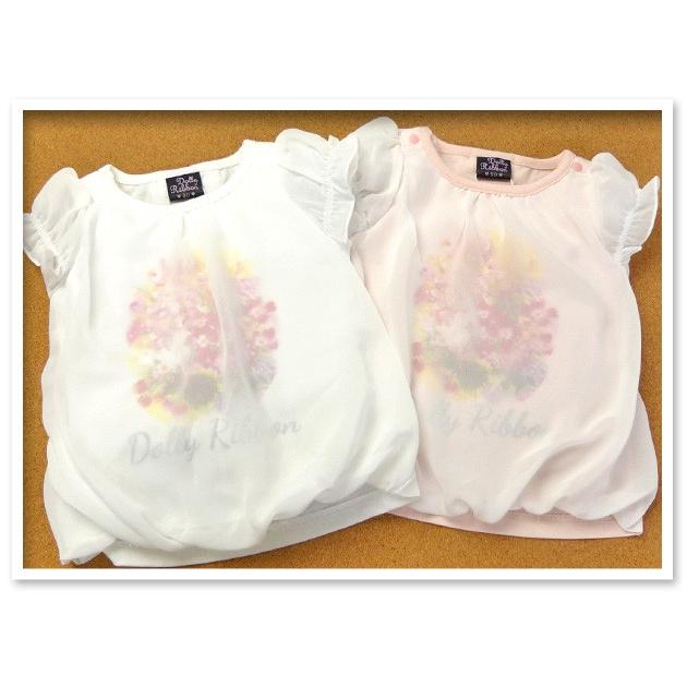 送料無料 ベビー服 女の子 Tシャツ 半袖 Dolly Ribbon シフォン切替 天竺生地 裾バルーン 女児 ベビー 90cm 95cm メール便対応｜onstyle｜04