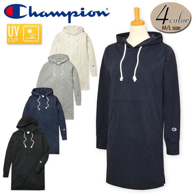 送料無料 レディース プルオーバー パーカー ワンピース 長袖 Champion チャンピオン 裏毛 スウェット Uvカット加工 ロゴ刺繍 婦人 A 0586 オンスタイル 通販 Yahoo ショッピング