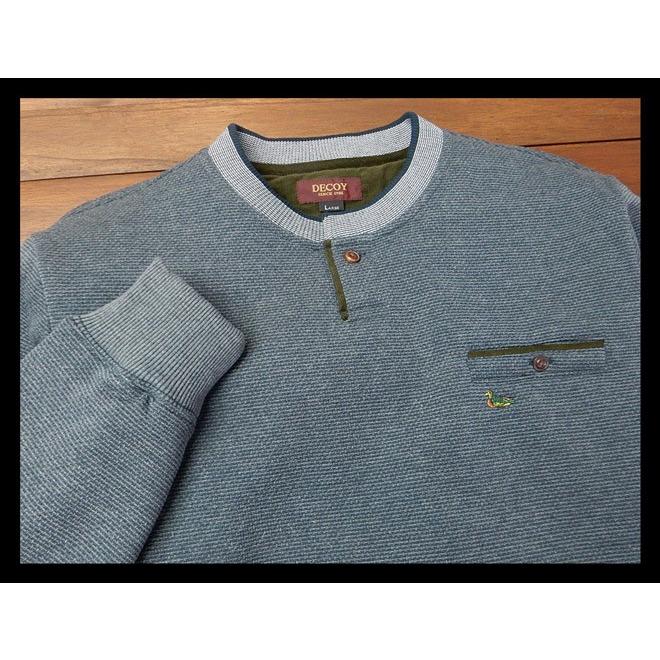 送料無料 メンズ トレーナ 長袖 DECOY デコイ 裏起毛 ヘンリーネック