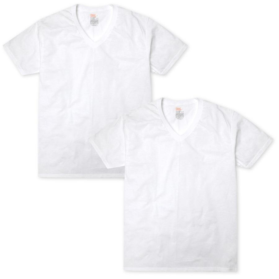 送料無料 2枚組セット 紳士 メンズ Hanes/ヘインズ 半袖 Vネック Tシャツ 綿100％ インナー 肌着 a-1963 メール便対応｜onstyle｜02