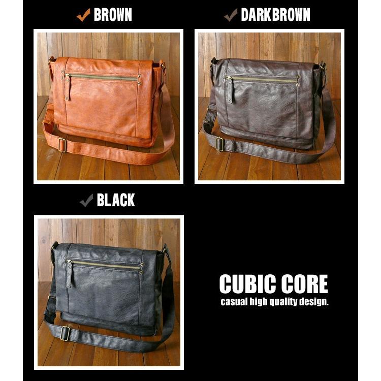 送料無料 ショルダーバッグ CORE3 型押し合皮レザーメッセンジャー