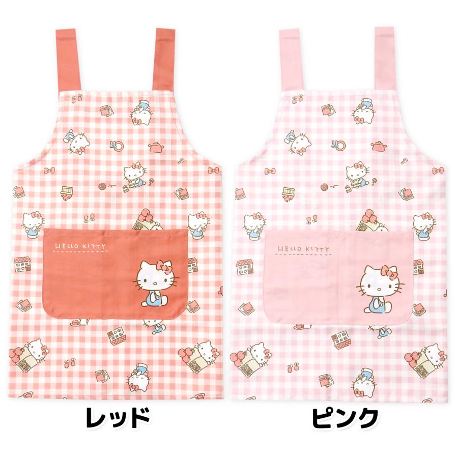 送料無料 女児 キッズ H型 エプロン ハローキティ 後ろボタン留め 2