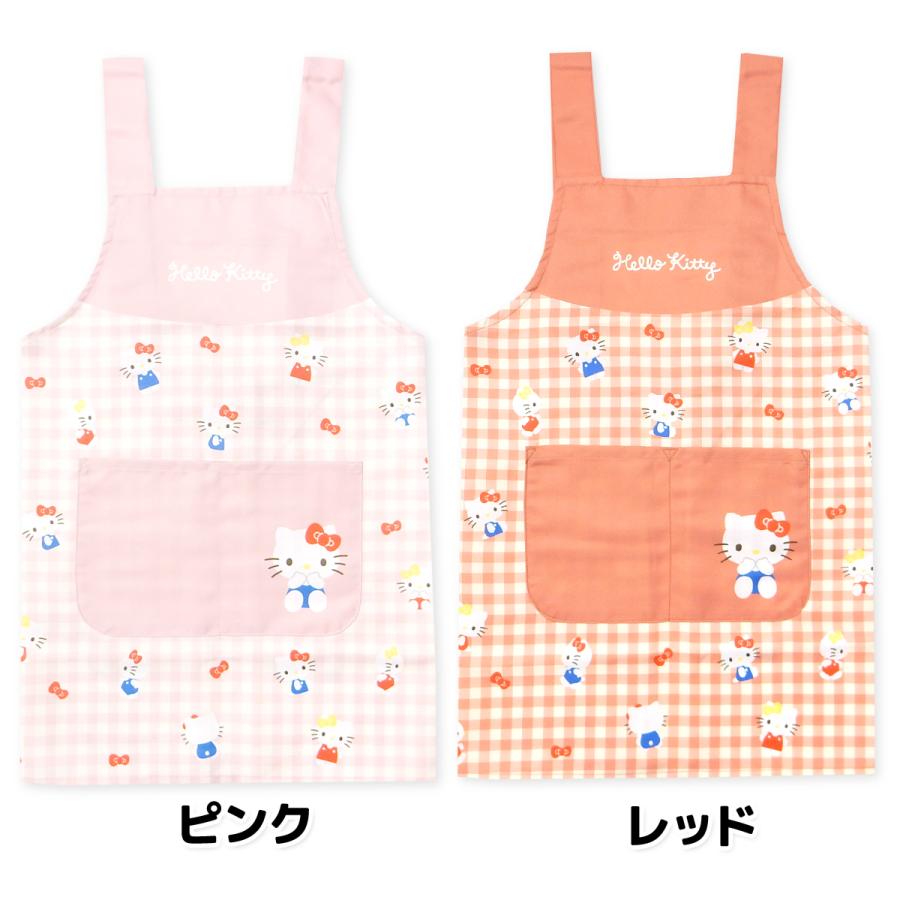 送料無料 女児 キッズ H型 エプロン ハローキティ 後ろボタン留め 2