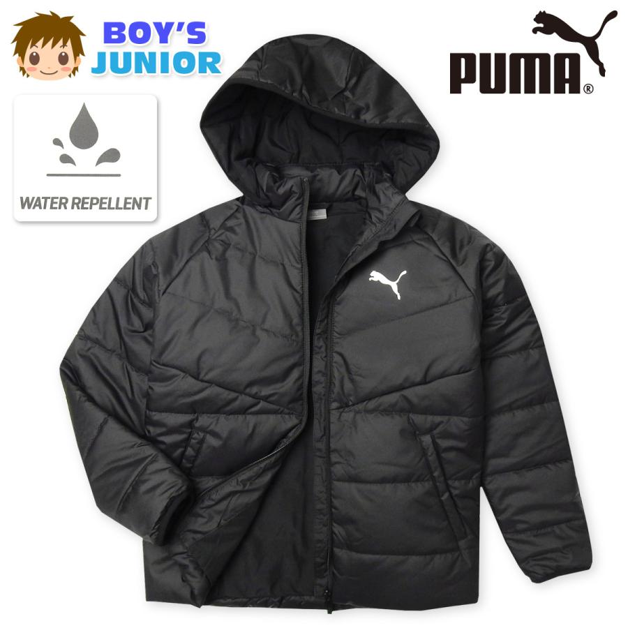 送料無料 男児 ジュニア 中綿 パデッド ジャケット PUMA 撥水 着脱式フード 反射 140cm 150cm 160cm td-0057b