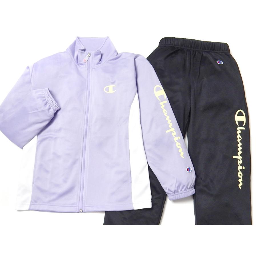 送料無料 女児 ジュニア 吸汗速乾 トレーニングスーツ Champion/チャンピオン 長袖 上下組 ジャージ C VAPOR 子供服 女の子 td-0739b-lv｜onstyle｜05