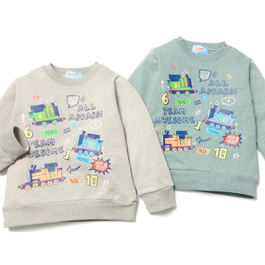 送料無料 男児 キッズ 裏起毛 長袖 トレーナー きかんしゃトーマス