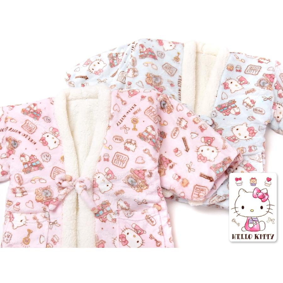 送料無料 女児 キッズ ジュニア 裏ボア 半纏 はんてん ハローキティ