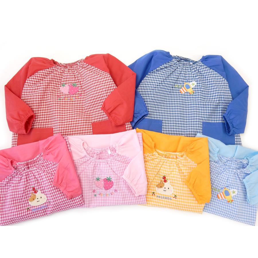 送料無料 男女児 キッズ スモック アップリケ ギンガムチェック柄 ラグラン切替 ポケット付き 100cm 110cm 1cm Yg 0397 メール便対応 Yg 0397 オンスタイル 通販 Yahoo ショッピング