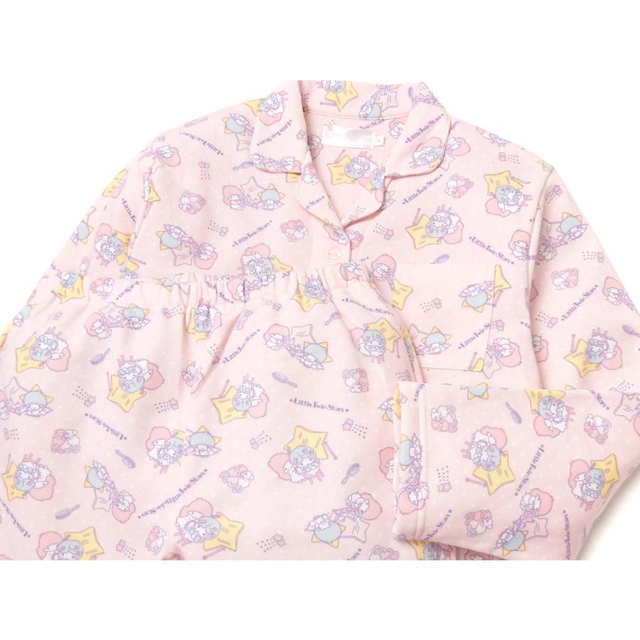 送料無料 婦人 レディース 裏起毛 長袖 前開き パジャマ 上下組