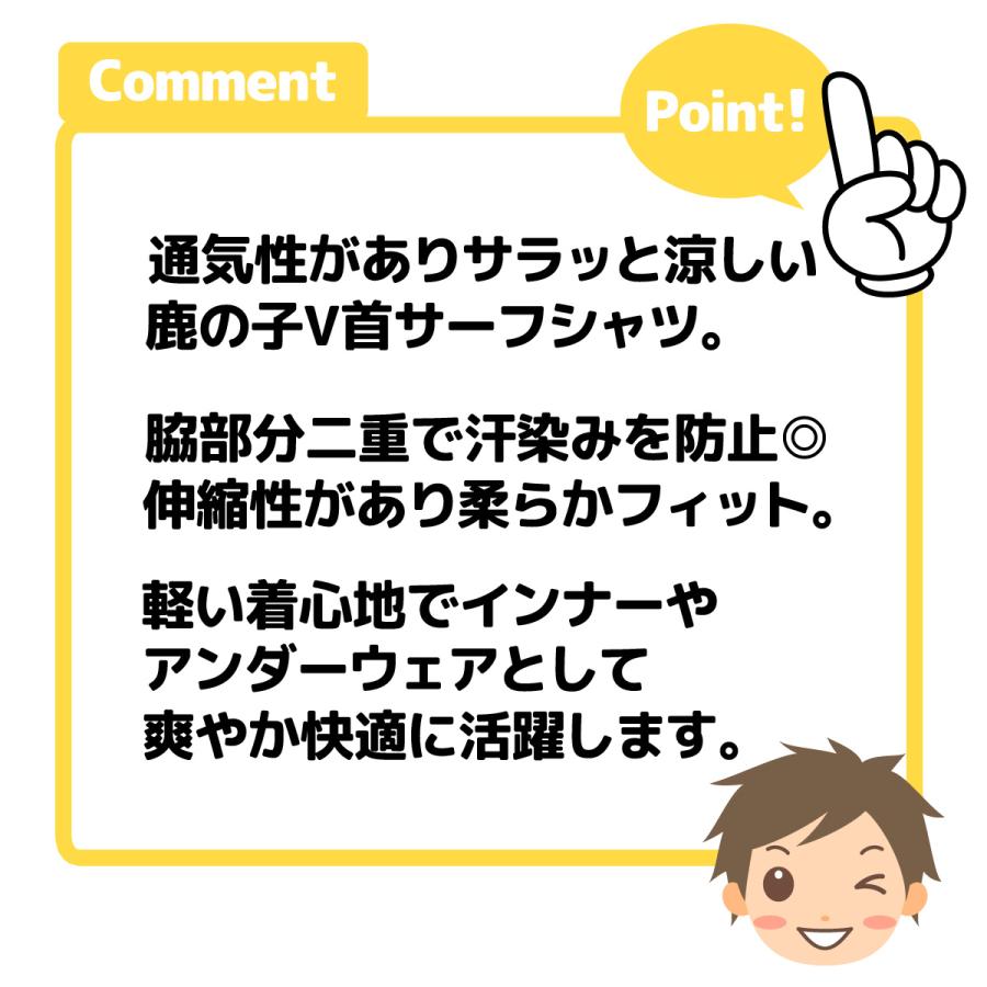 送料無料 紳士 メンズ 鹿の子 V首 サーフ シャツ インナー 汗染み防止 通気性 薄手 軽量 無地 肌着 下着 M L LL yg-2057 メール便対応｜onstyle｜06