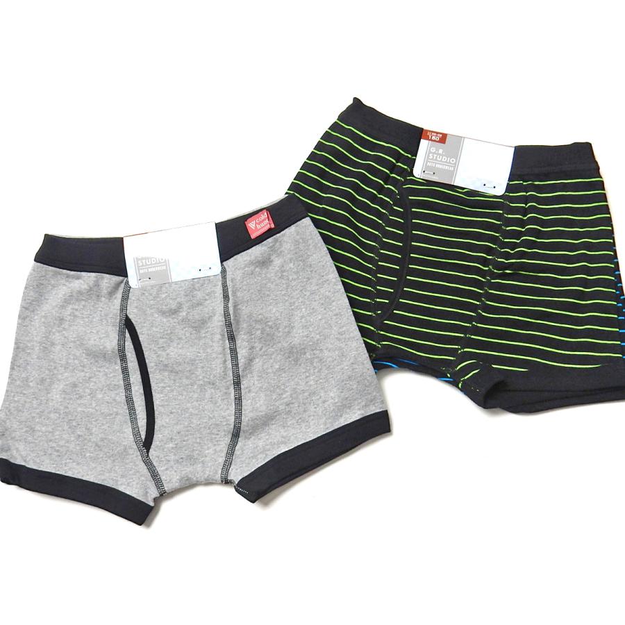 送料無料 2枚組セット 男児 キッズ ジュニア ボクサー ブリーフ 前開き