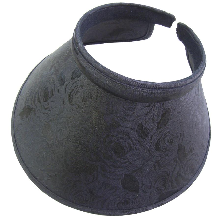 UPF+50 サンバイザー レディース 大きいつば 紫外線対策 薔薇柄