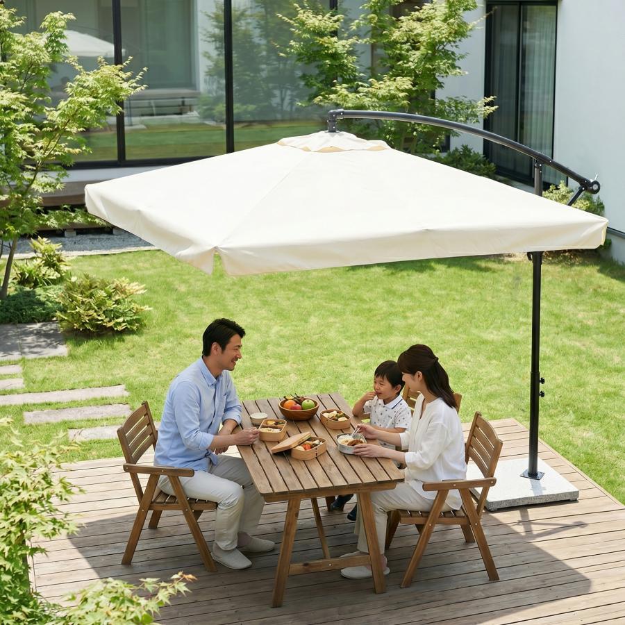 直径250cm 30+UPF 360度回転 対策角度調整 2層ガーデンパラソル 直径250cm 30+UPF紫外線 360度回転 対策角度調整 専用ベース付き
