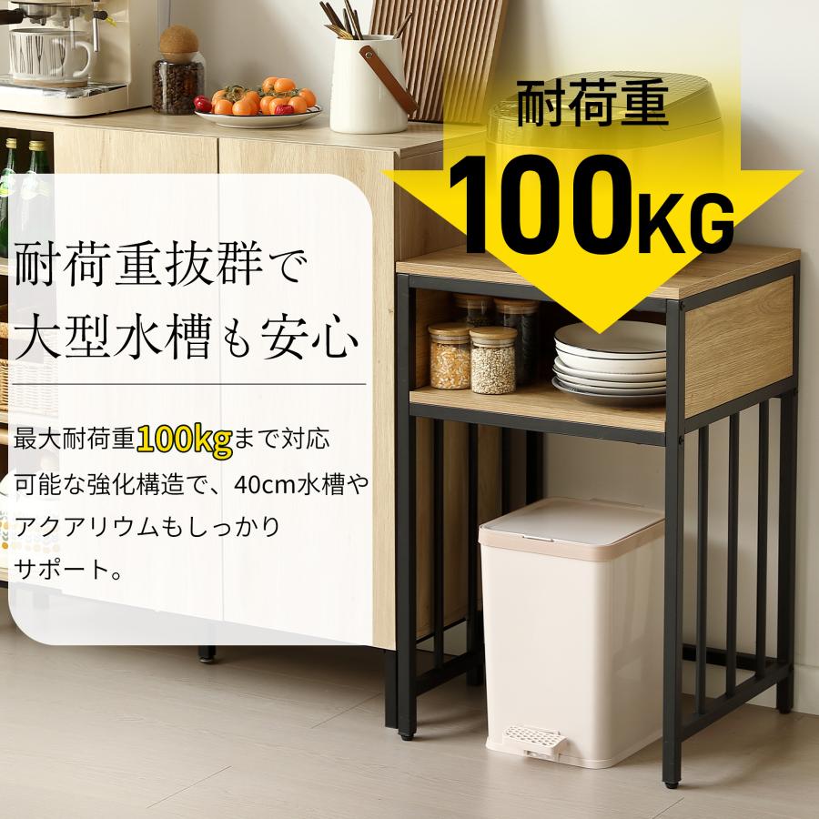 水槽台 水槽スタンド 45cm*40cm 耐荷重100kg 収納棚 二段 幅45cm スチール 頑丈 アジャスター付 水槽 ラック 収納棚 木製 2段 収納ラック_6