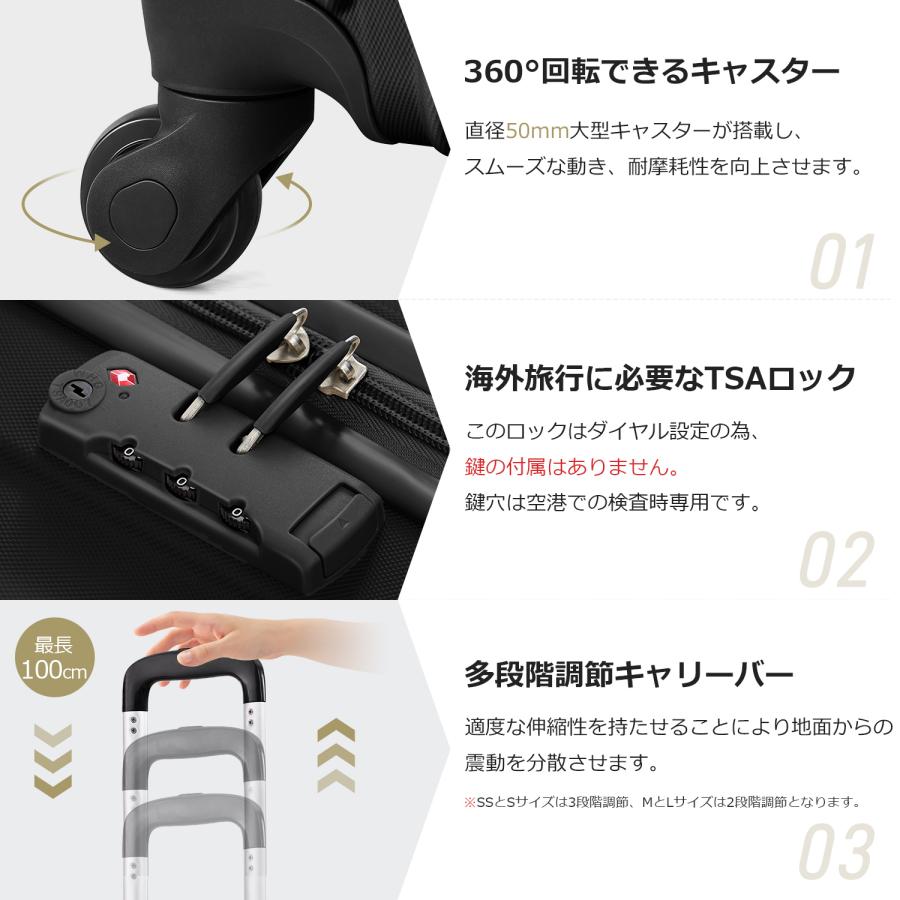 キャリーケース 機内持ち込み SSサイズ スーツケース キャリーバッグ TSAロック搭載 小型 大容量 2日 3日 旅行 出張 360度回転キャスター付きの画像
