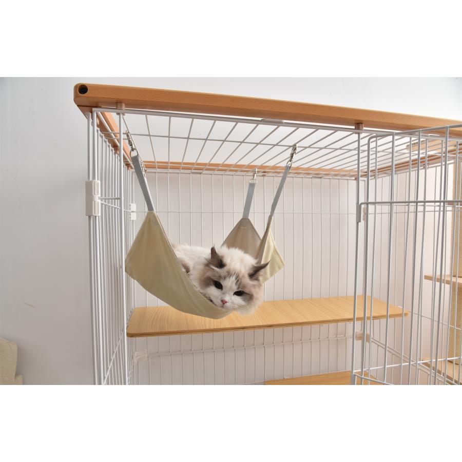 猫 キャットケージ 木製 二段 ナチュラル 1段2段可能 キャスター付