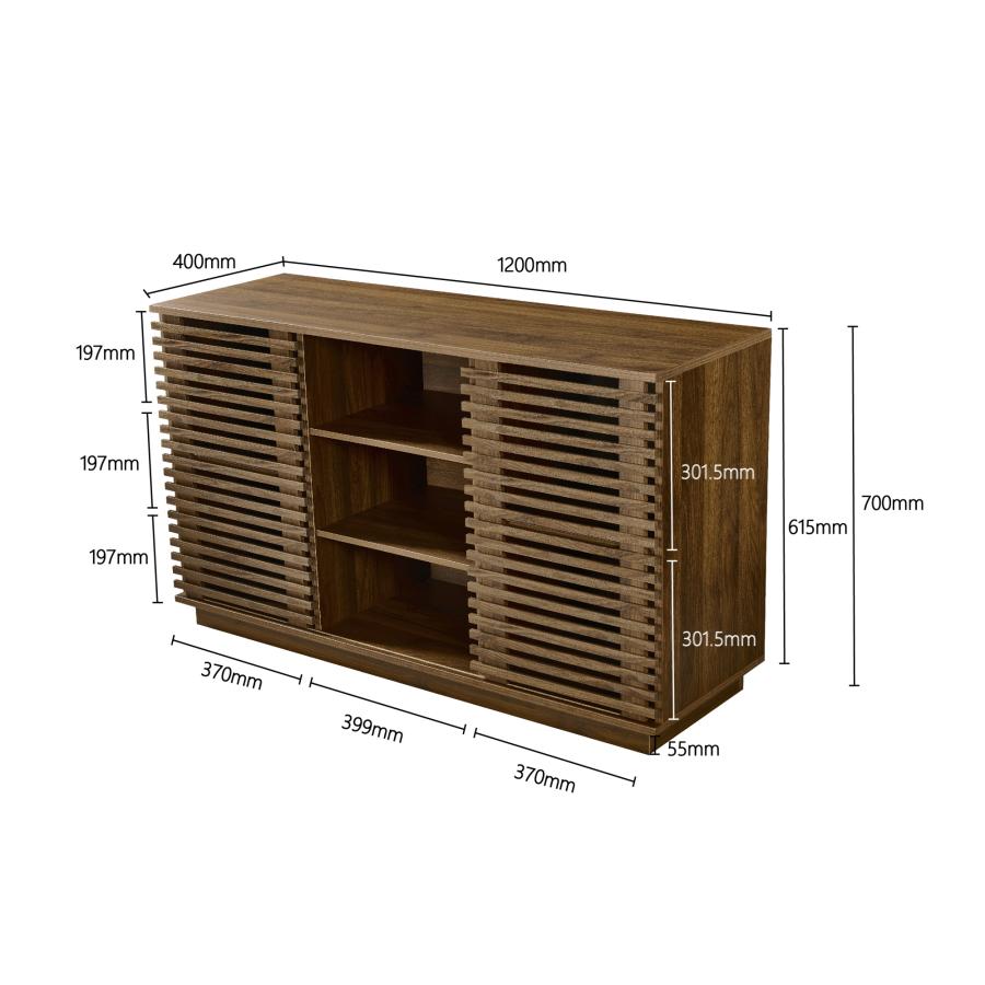 ウォールナット色のリビング収納キャビネット サイドボード 収納