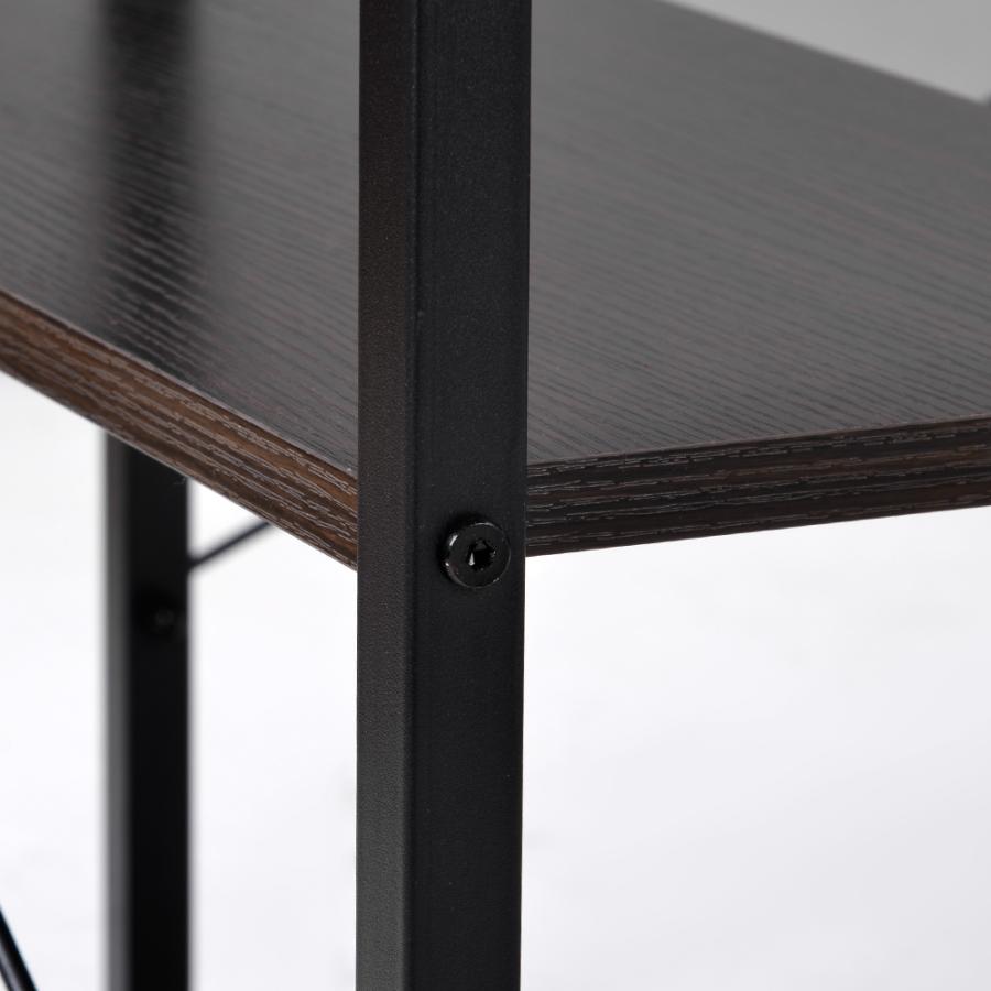 ダークブラウン】パソコンデスク L字 120cm 2段ラック付 デスク木製