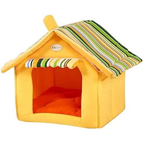 新発 Yihiro ペットハウス 犬 猫用 三角屋根 ドット柄 室内用 犬小屋 秋冬 あったかぬくぬく 折りたたみ可 ペット用品 L 50 50 45c 爆安プライス Turningheadskennel Com