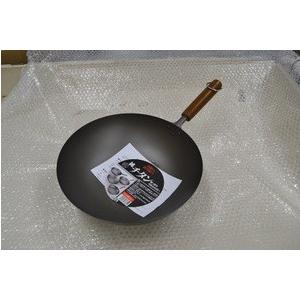 長谷元 チタン木柄いため鍋　30cm 軽い 軽量 中華なべ　日本製　店舗用　片手 チャーハン　手や腕への負担が軽減　中華鍋 | 