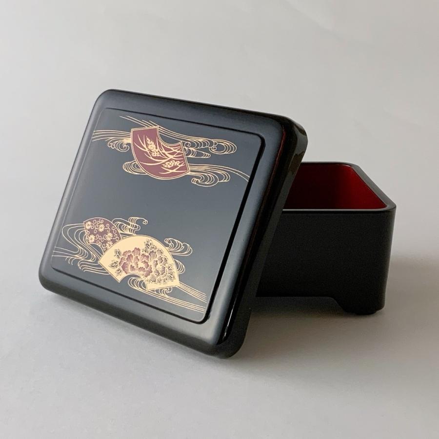 象足丼重　パール扇面内朱塗 16.8×14.3×7.6cm 漆器 丼重 懐石用 うな重 器 うな重箱 和食器 業務用　お重、かつ重、鰻　若泉 |  | 05