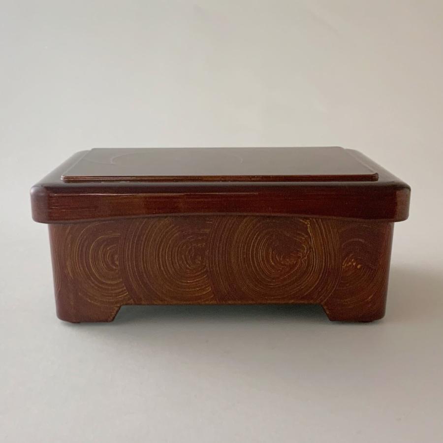 D.X長手重 うず潮内朱塗 19.6×13.9×8cm 漆器 高級丼重 懐石用 うな重 器 うな重箱 和食器 業務用　お重、かつ重、鰻（取寄せ）若泉 |  | 02