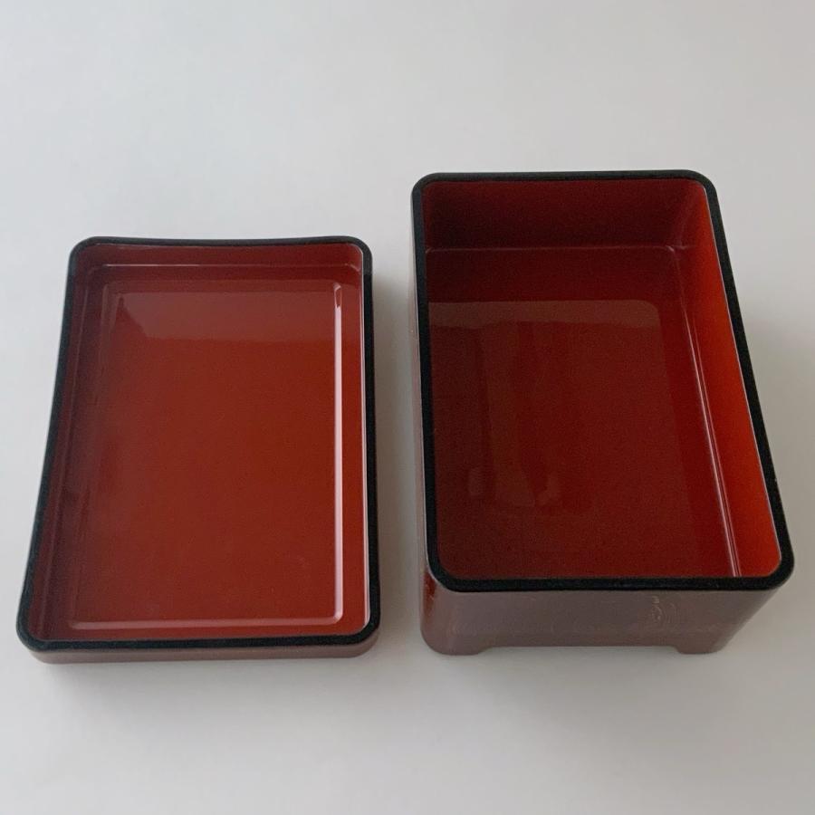 D.X長手重 うず潮内朱塗 19.6×13.9×8cm 漆器 高級丼重 懐石用 うな重 器 うな重箱 和食器 業務用　お重、かつ重、鰻（取寄せ）若泉 |  | 03