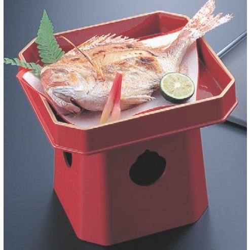 6寸三宝盛器　朱天金　168×168×H140mm　漆器 お月見　団子　お正月　鏡餅台　鯛　名月　満月　1-642-5　若泉【取り寄せ商品】 |  | 01