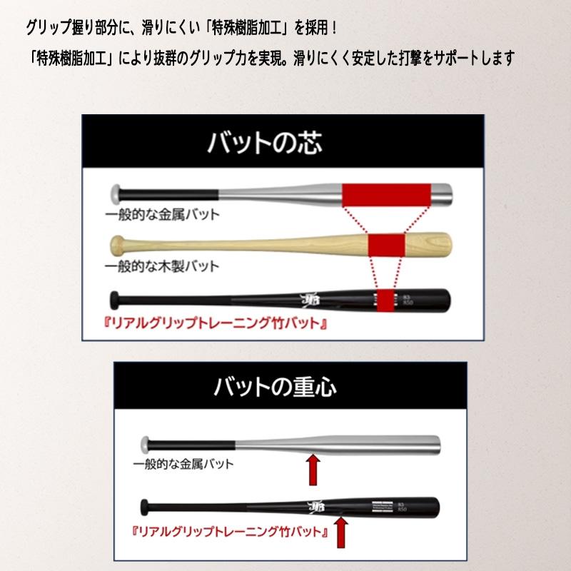 野球 竹バット 和牛JB リアルグリップ トレーニングバット 硬式 軟式 兼用 実打可能 高校生 中学生 一般 大人 練習用 オールブラック BPBW 優良配送 | エスエスケイ（スポーツ用品） | 10