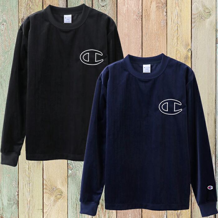 Champion（チャンピオン） ベロア素材 ロングスリーブTシャツ 長袖