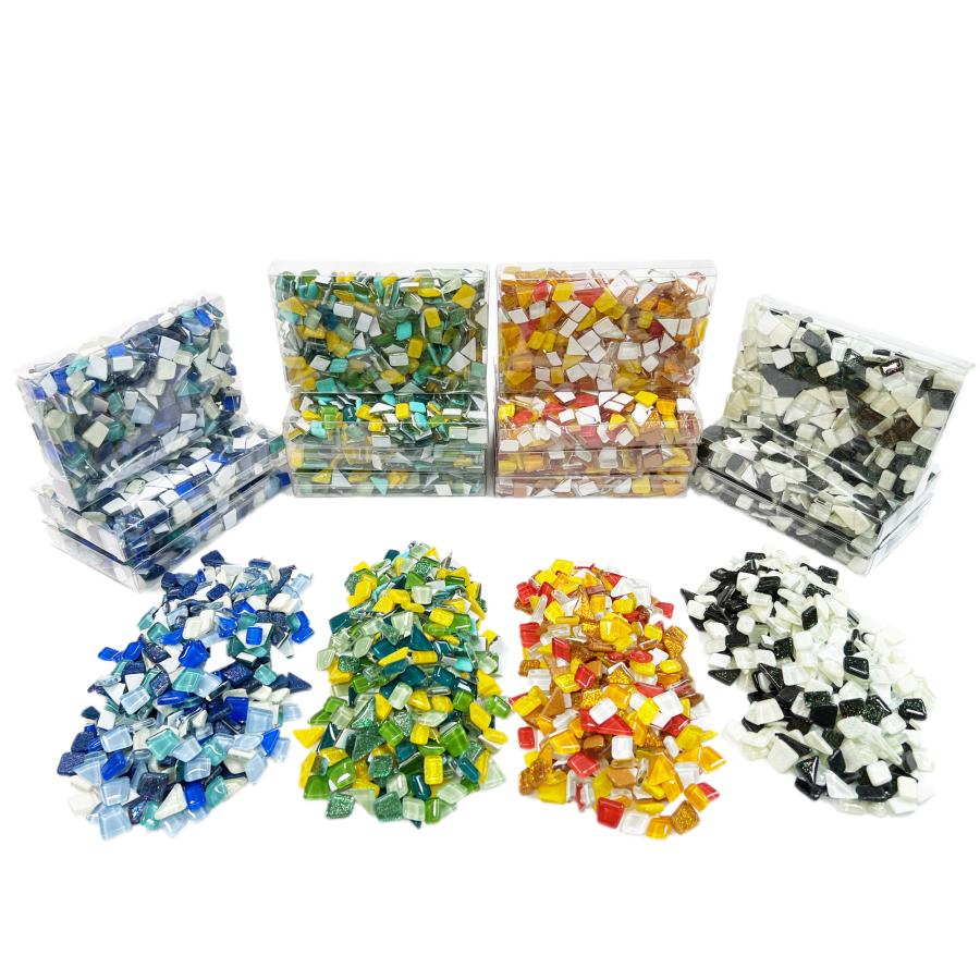 カラフルな波形ガラス ONYX JAPAN ガラスモザイク 600g 全18色 (Plain+Glitter Series