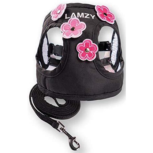 気質アップ 犬の胴輪 ソフトフェザーハーネス ツインフラワー Sm ブラック Lamzy ラムジー リード付き 絶対一番安い Atinkaonline Com