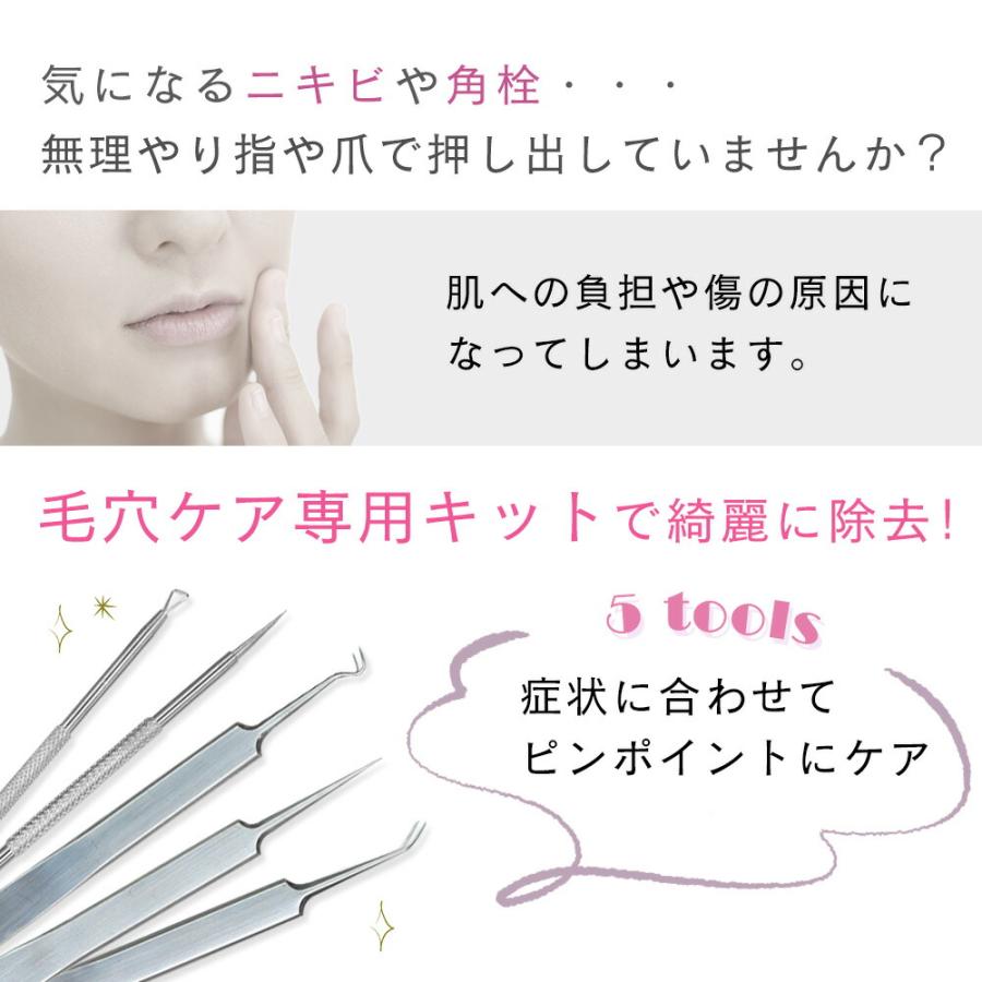毛穴ケア 5本セット プロ仕様 鼻の毛穴 角栓取り ピンセット 除去
