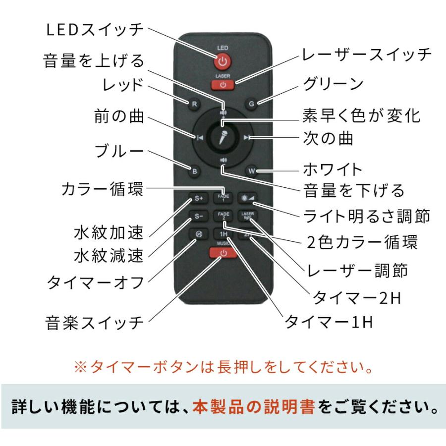 スタープロジェクター プラネタリウム 家庭用 天井 LEDライト 星空 オーロラ 銀河 21通り タイマー スピーカー機能 Bluetooth USB リモコン付き mitas｜oobikiyaking｜10